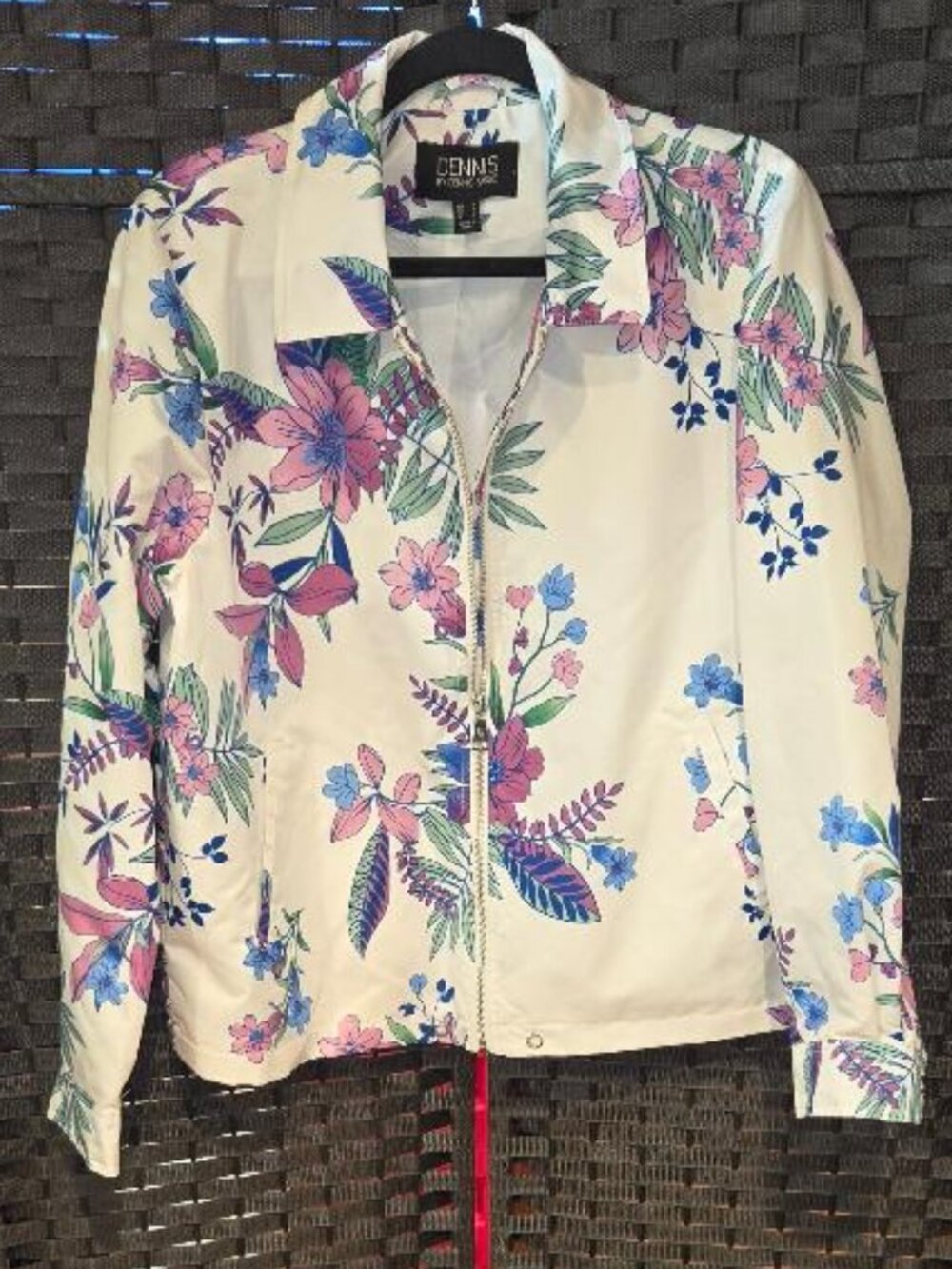 Dennis Basso Floral Zip Front Bomber Jacket